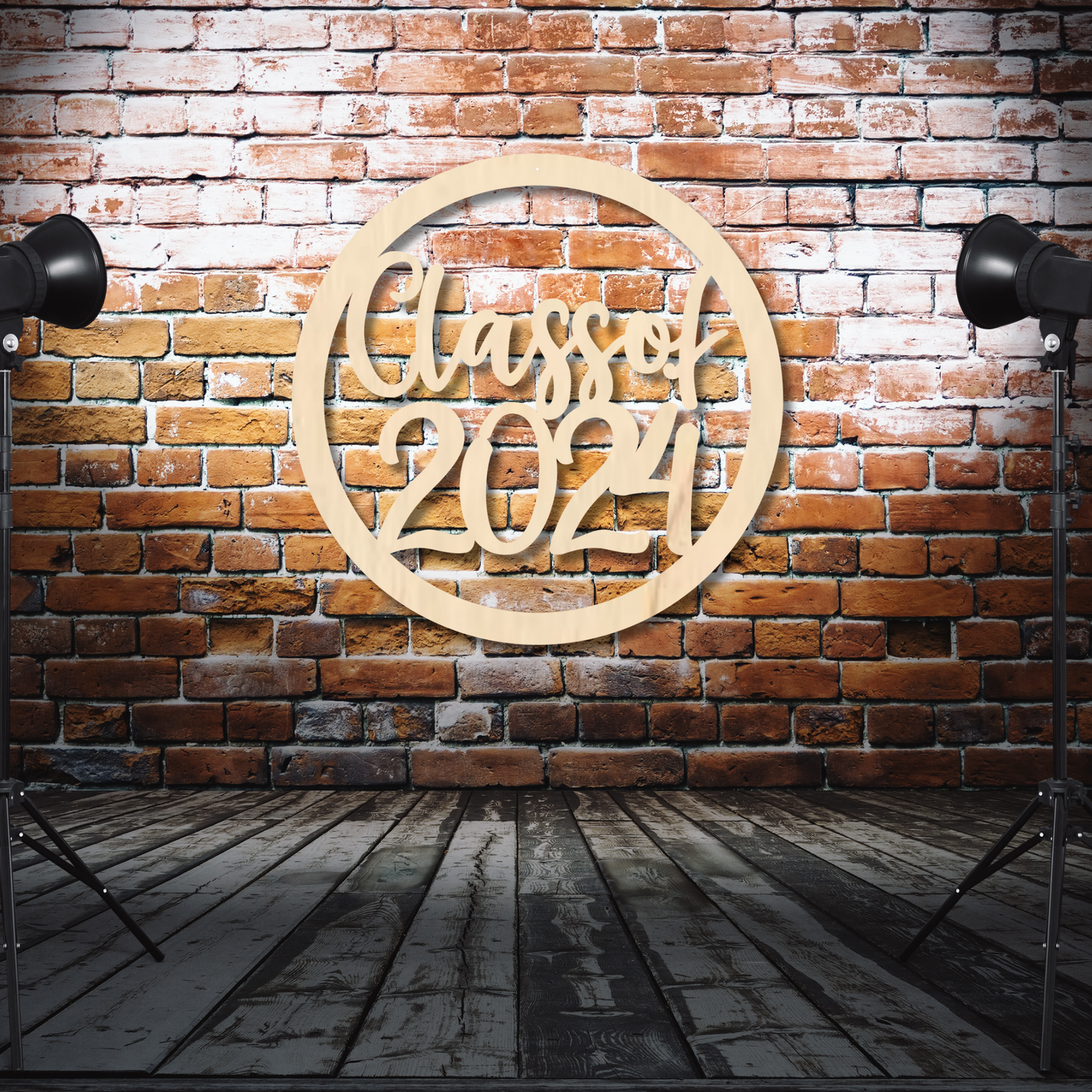 Class of 2024 Script Round Wood Sign
