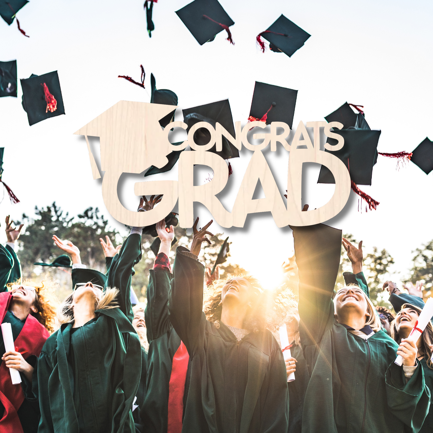 Congrats Grad Stacked Wood Sign