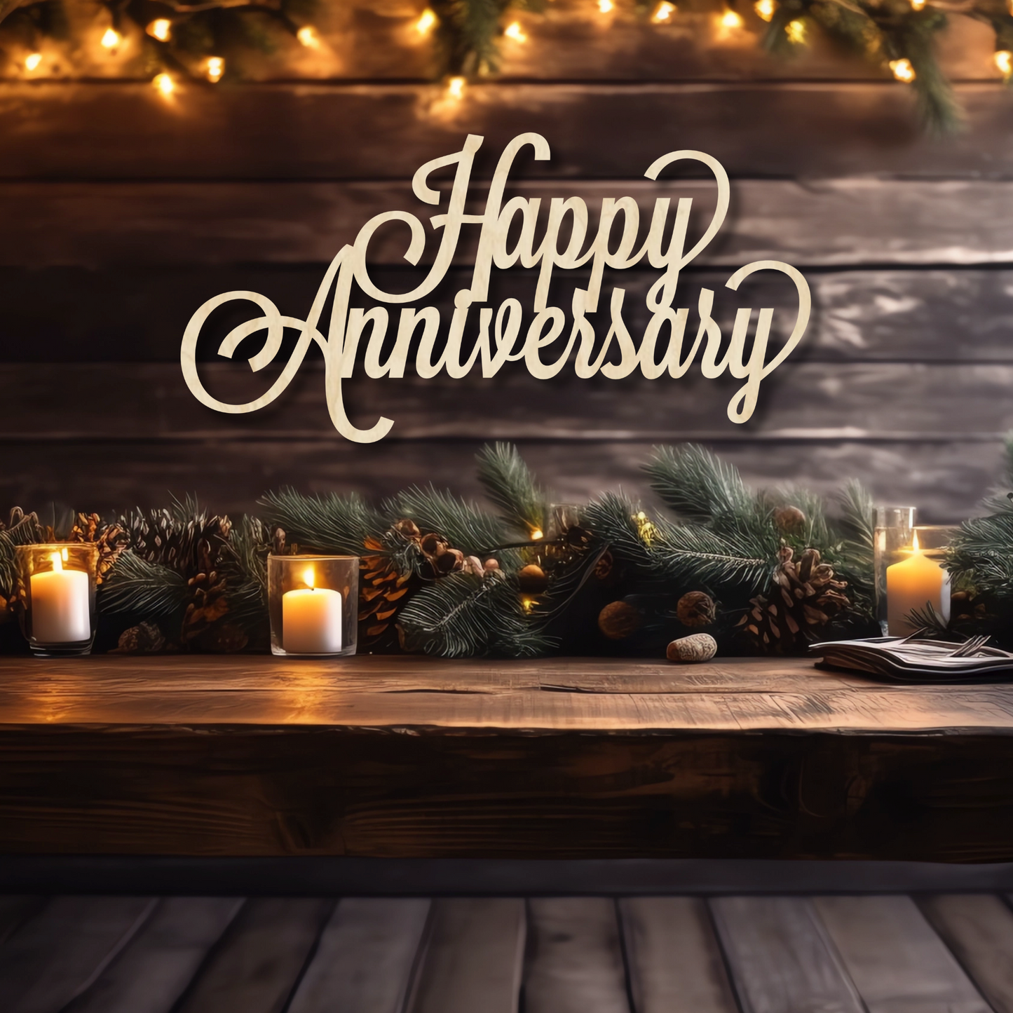 Happy Anniversary Wood Sign Stacked