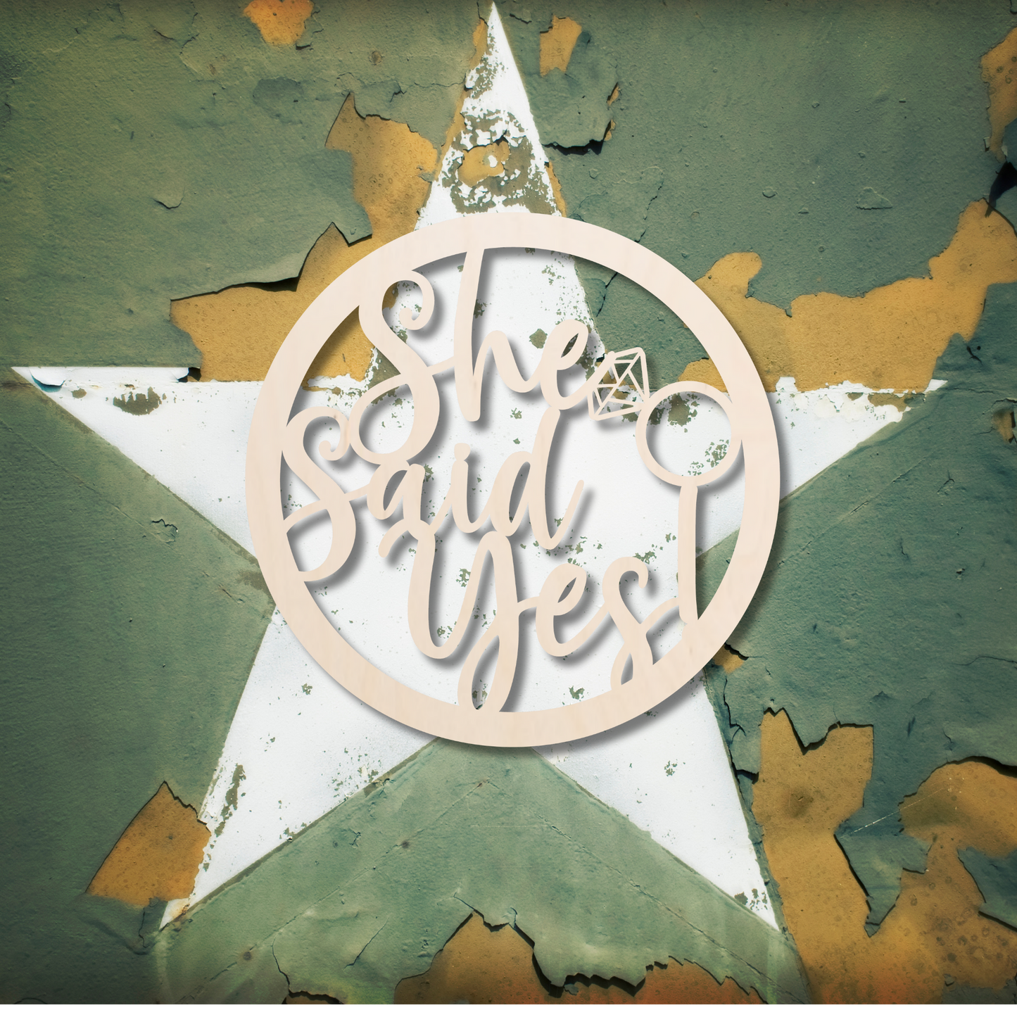She Said Yes Round Wood Sign