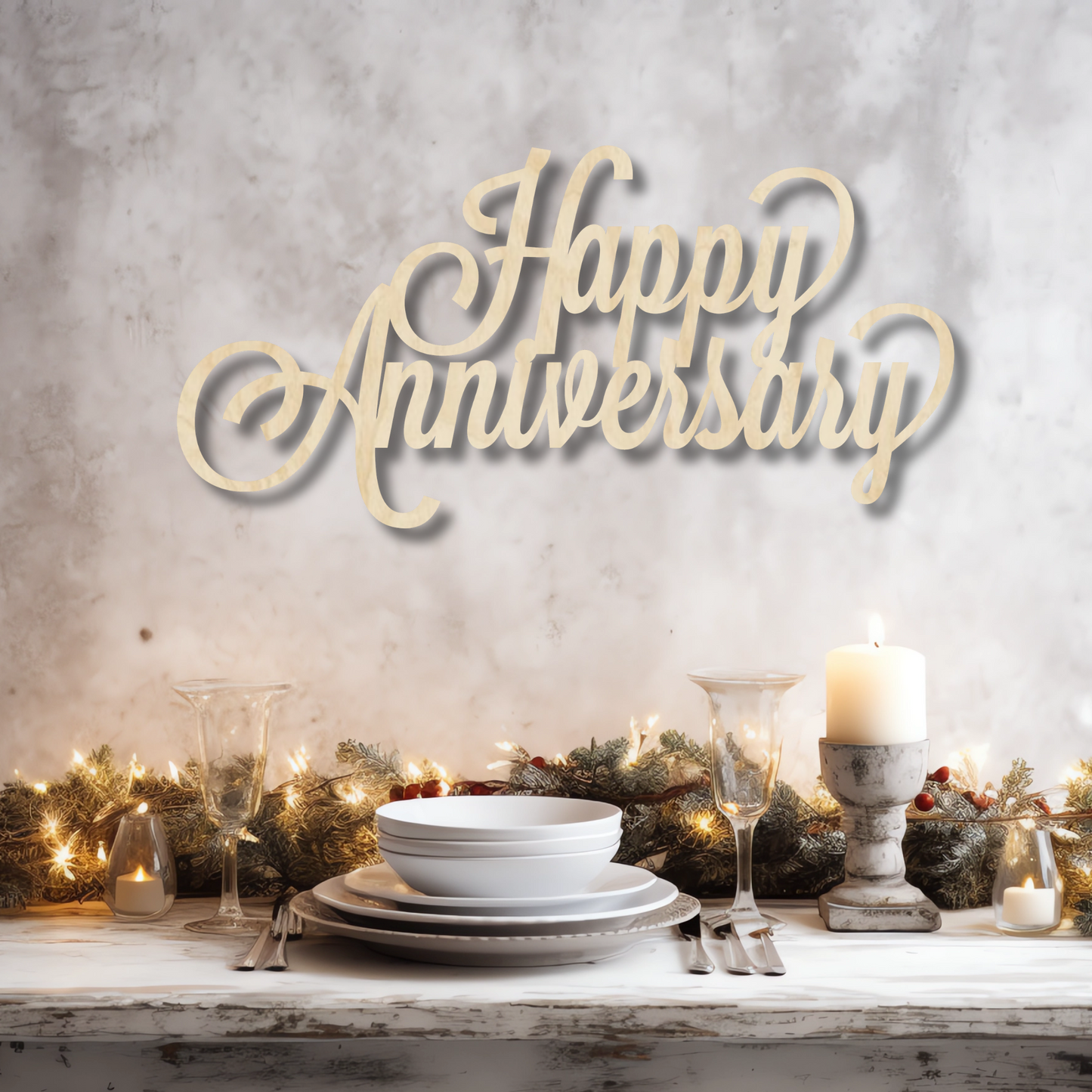Happy Anniversary Wood Sign Stacked
