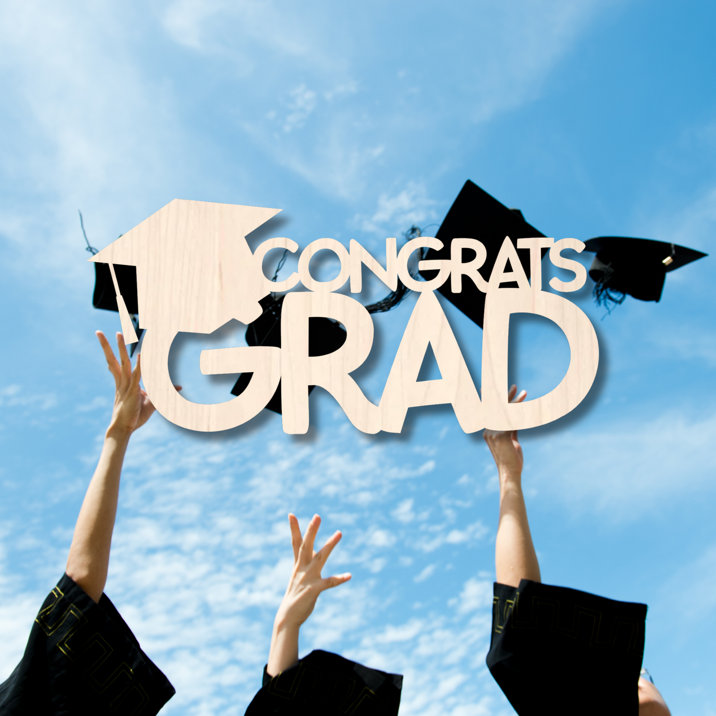 Congrats Grad Stacked Wood Sign
