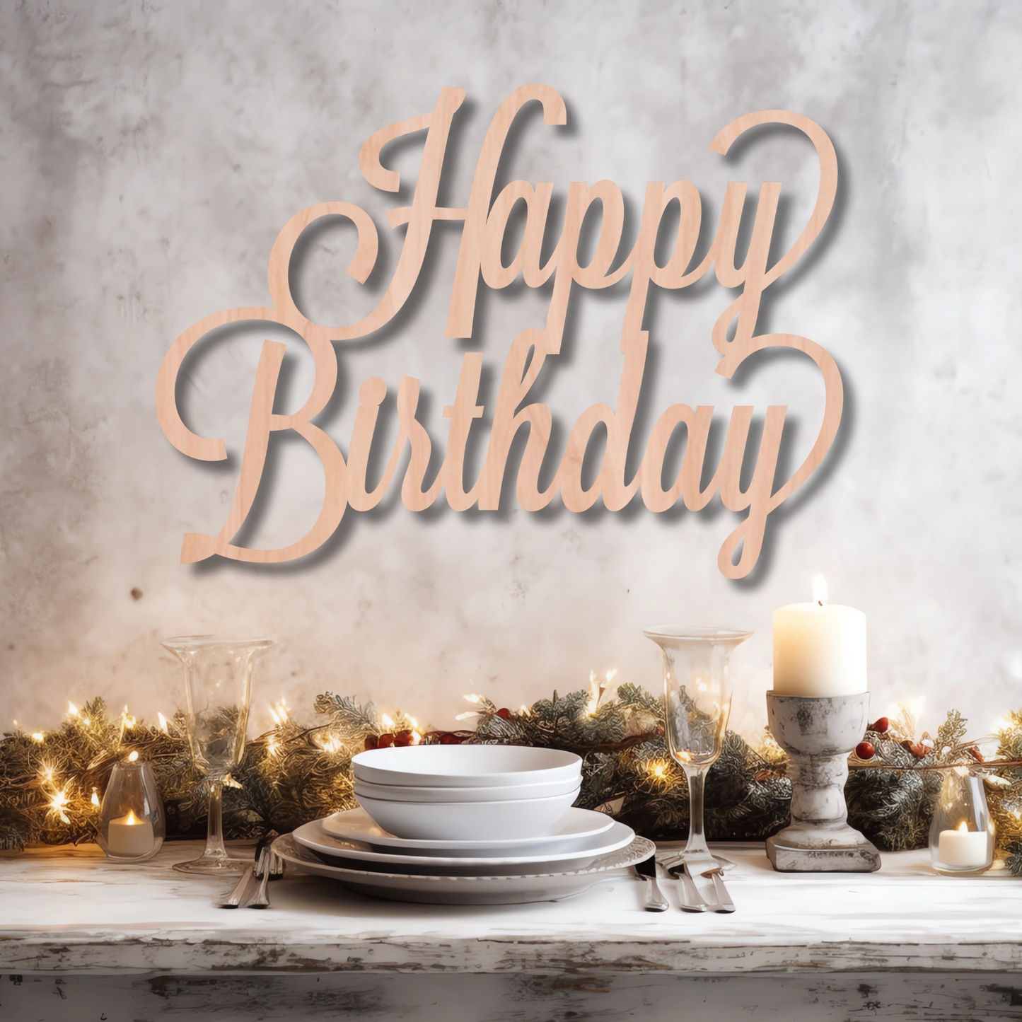 Happy Birthday Wood Sign Stacked