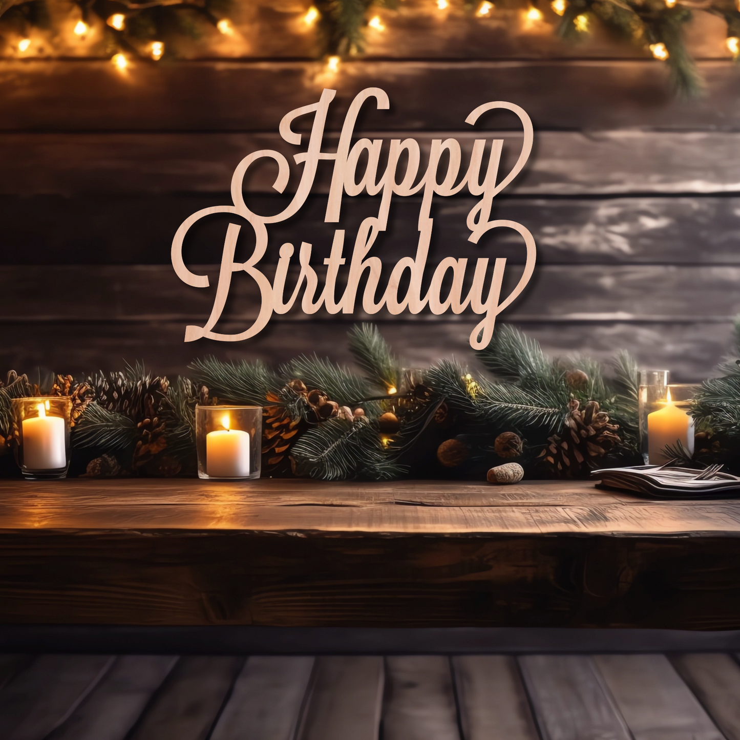 Happy Birthday Wood Sign Stacked