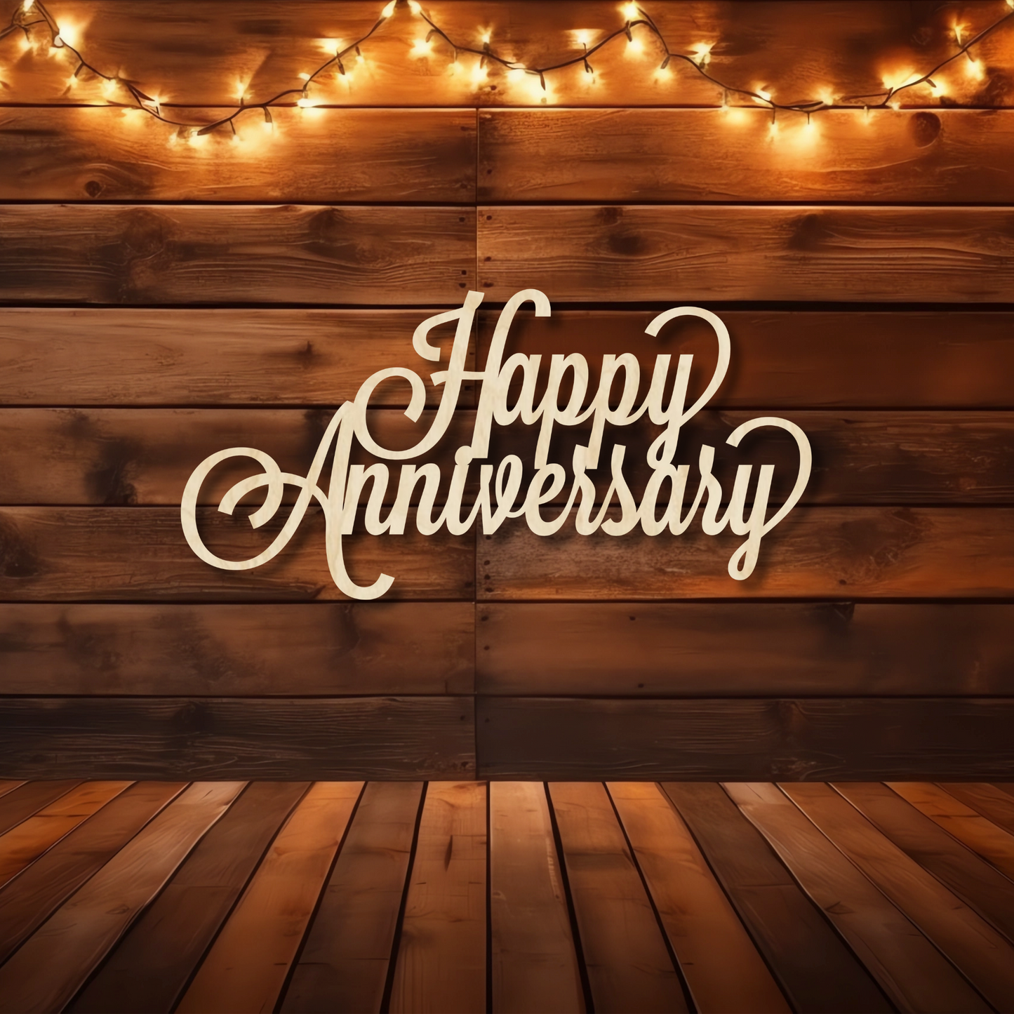 Happy Anniversary Wood Sign Stacked