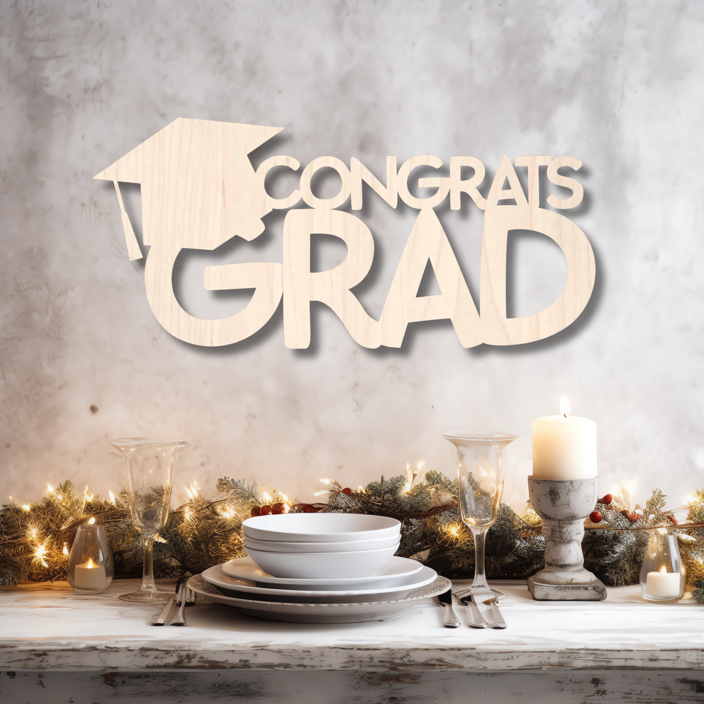 Congrats Grad Stacked Wood Sign
