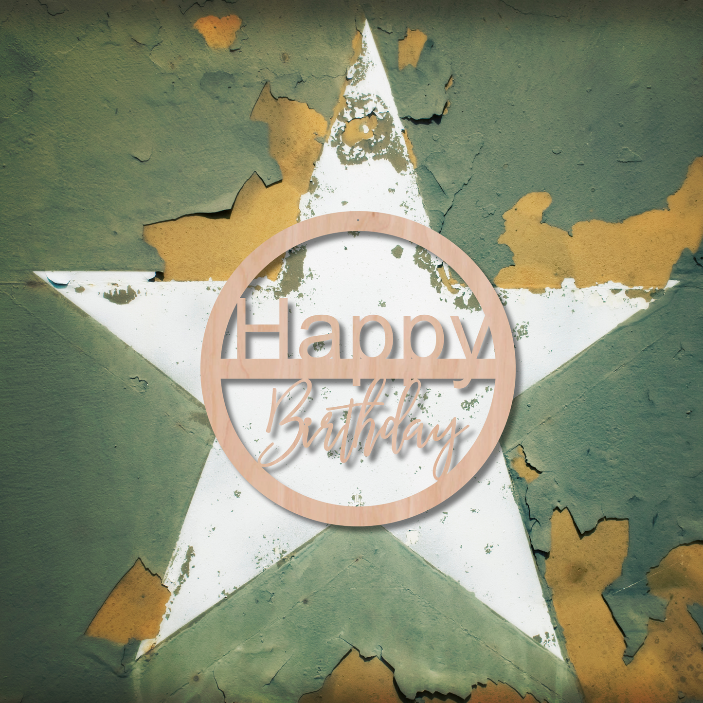 Happy Birthday Round Wood Sign