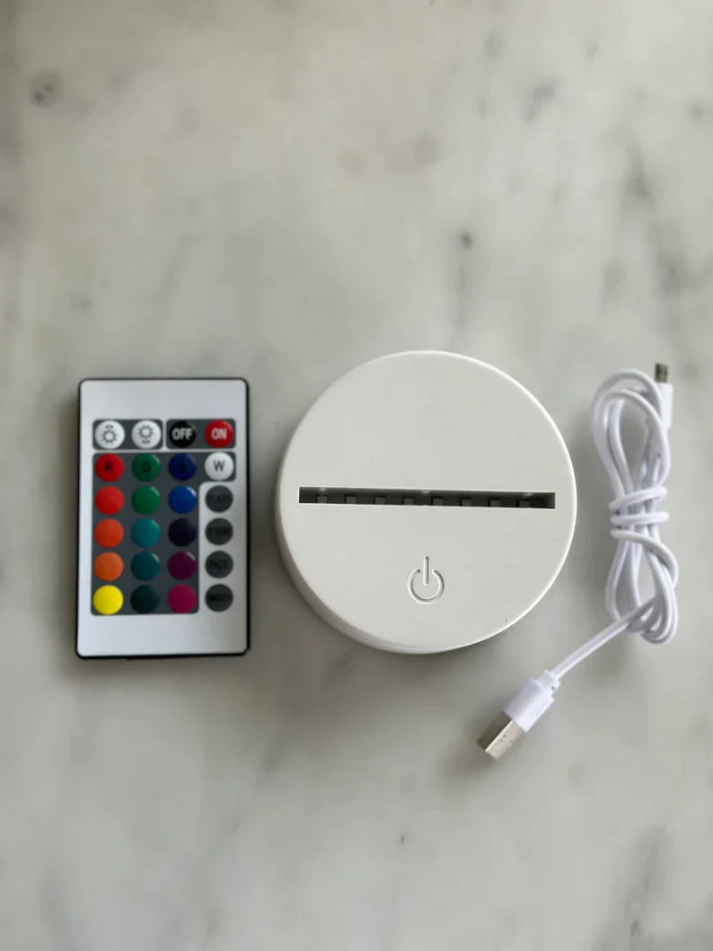 Custom LED 5” x 5” Round Acrylic Table Sign. Wireless Remote Included. Your Logo or Message. - Professional Artwork