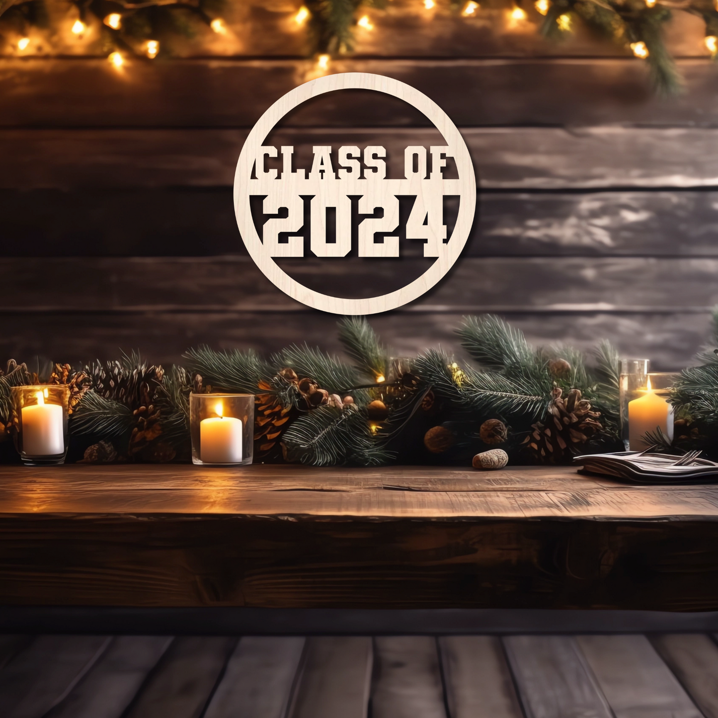 Class of 2024 Round Wood Sign