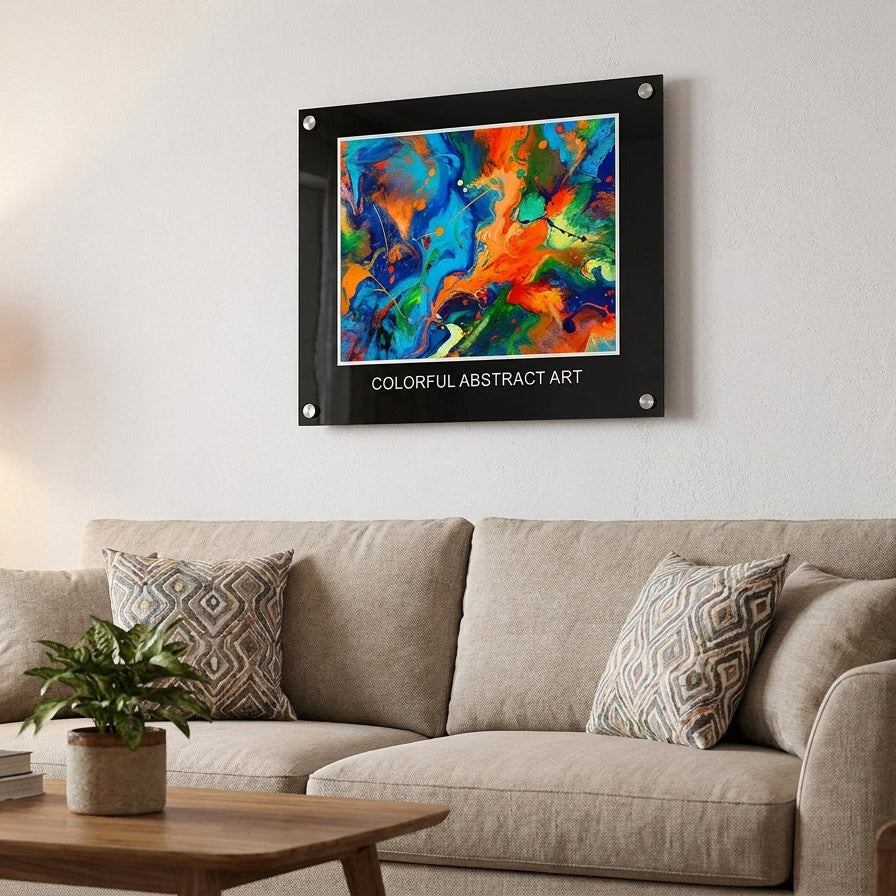 Black Floating Acrylic Picture Frame - Straight Corners