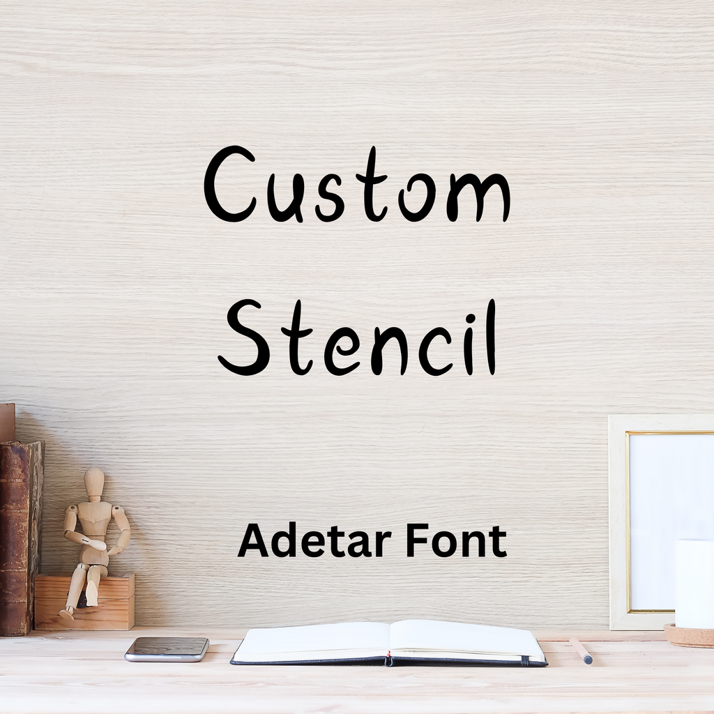Custom stencil lettering sample in the Adetar font, a light handwritten style typeface