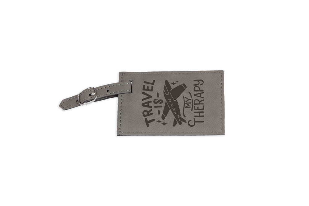 Leather Engraved Luggage Tags Gray