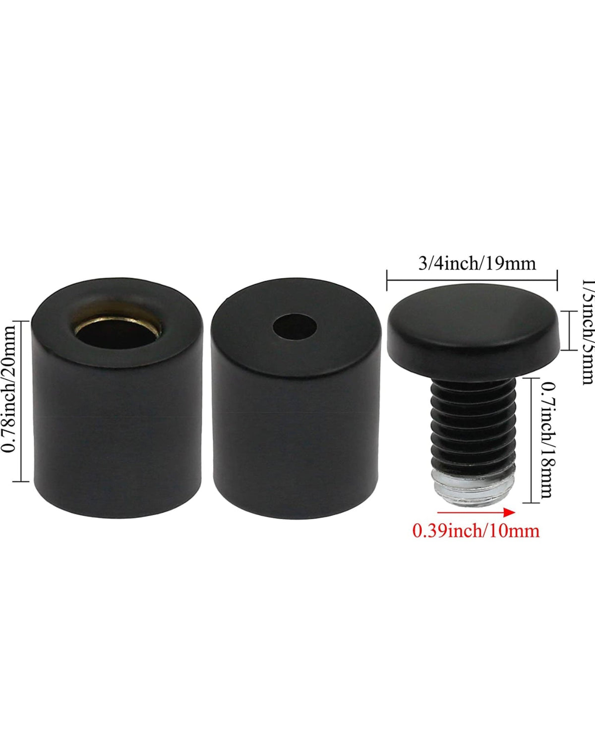 Matte black standoff hardware for a large straight corner floating acrylic frame with size measurements